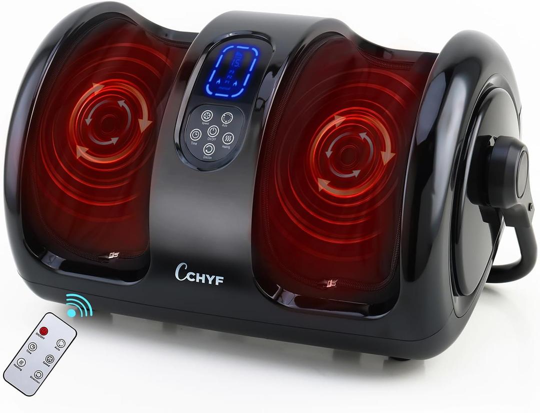 Shiatsu Foot Massager with Heat,Foot Massager for Plantar Fasciitis,Pain Relief and Heat Therapy,Massage Leg/Calf/Ankle with Deep Kneading,Gift for Family and Friends(Black) (20.86*12.99*9.44 in, Black)