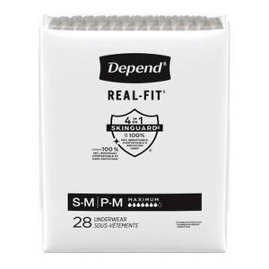 Depend Real Fit Incontinence Briefs for Men, Maximum Absorbency, S/M, Grey (28 Count)