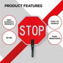 OLANZU Double Sided Handheld Stop Signs 18x 18 - 60 MIL Aluminum Stop Sign with Handle (Metal) - Rust Free, UV Protected - High Intensity Honeycomb Reflective for Traffic Control & Safety, Pack of 1