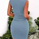 BTFBM Summer Dresses for Women 2025 High Neck Casual Sleeveless Bodycon Formal Ruched Cocktail Club Party Mini Dress (XXL)