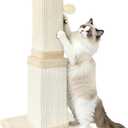 Cat Scratching Post for Large Cats, Cat Scratcher for Indoor Cats Adults, Sturdy Sisal Scratch Post to Protect Furniture, 32 Inch, Beige
