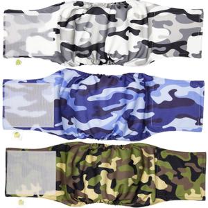 PET MAGASIN Premium Male Dog Belly Band Washable (Camo, Small (13"-15" Waist))