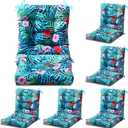 Hoteam 6 Set Outdoor Patio Chair Cushions 20 x 42 in Deep Seat Waterproof Patio Cushions Set for Furniture Replacement Removable Seat and Back (Palm)