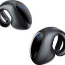 Open Ear Earbuds Lightweight Comfort Clip Wireless Earbuds Sweat Resistant Bluetooth Headphones Sport Headphones for Workouts and Running with Dual Digital Display 44H Playtime IPX7 Waterproof (Dark Black)