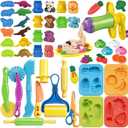 31 Pcs Dough Tools, Dough Play Tools Set + Kitchen Spaghetti Maker Machine Clay and Dough Accessories with Rolling Pins, Clay Cutters, Safety Scissors, 3D Dino & Animal & Fruit Molds