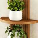 Floating Shelves for Wall,Boho Home Wall Decor,2-Tier Rattan Plant Shelf,Mid Century Hanging Small Decorative Shelf,Natural Wood Shelves for Living Room,Bedroom,House,Office,1-Pack (Walnut)