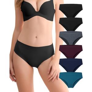 Womens Underwear Seamless Hipster Panties - No Show Low Rise Soft Stretch Bikini 6-Pack (S)