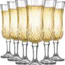 Set of 6 Champagne Flutes, 5.47oz Prosecco Glasses, Transparent, Reusable, Elegant Design, Dishwasher Safe, Durable Glass Perfect for Celebrations Modern Minimalist Style