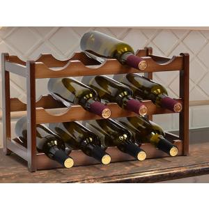 Wine Rack, 12 Bottles 3-Tier Free Standing Wine Racks, Wine Rack Countertop Holder Storage Shelf for Kitchen Cabinet Dining Room Bar (Brown)