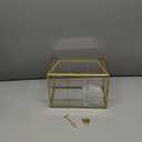 Glass Card Box with Slot, 10.2 inch Large Gold Clear Card Box for Wedding Receptions, Decorative Storage Box with Lock for Baby Shower, Birthday Party, Bridal Shower