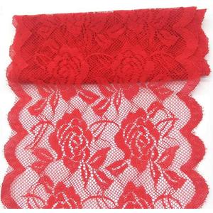 11 Yards Width 6inch Rose Embroidered Lace Ribbon Stretch Lace Trim Fabric for DIY Sewing Crafts Garment Embellishments Burlap Party Table Decorations (Red)