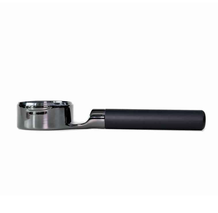 Mischief 58mm Bottomless Portafilter, 316 Stainless Steel, Fits E61 Group Heads, La Marzocco, Rocket, ECM, Synesso, VBM, Flat Base, Double Shot Basket, Walnut wood (Titanium Black, 58MM for E61)