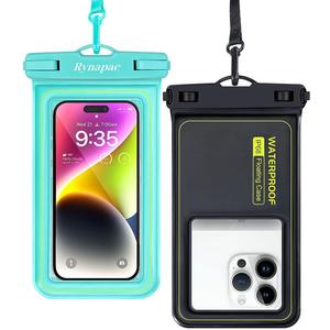 IP68 Waterproof Phone Pouch, Floating Waterproof Phone Case for iPhone 16 15 Pro Max Galaxy S24+ S23 Pixel 8 Pro with Detachable Lanyard, Cellphone Dry Bags Beach Vacation Essentials -2 Pack (Black&Green)