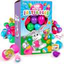 Giraffe 100 Pack Premium Prefilled Easter Eggs - Toy Filled Bulk Plastic Eggs for Kids with Slap Bracelets, Stickers, Light Up Rings - Perfect for Easter Egg Hunts - Bulk Prefilled Easter Eggs Toys!