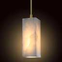 1 Light Modern Industrial Farmhouse Hanging Kitchen Island Pendant Ceiling Light Fixture,Square Natural Alabaster Marble Brushed Bronze Finish Over Sink Restaurant bar Corridor