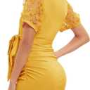 ZIUMUDY Floral Mesh Bishop Short Sleeve Maternity Bodycon Dress Maternity Photoshoot Baby Shower Dress (Yellow, M)