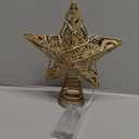 Juegoal Star Tree Topper with 20 LED Lights, Metal Golden Lighted Treetop Ornaments, Battery Powered Light Up Christmas Tree Decorations, 6.5 x 6.5 Inches