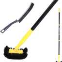 Grout Cleaning Brush with Long Handle - Hard Bristle Hand Held Grout Cleaner Brush for Tile Grout, Shower Cupboard Corner Cleaning