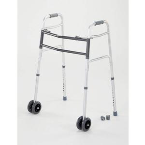 Cardinal Health CWAL0010B Heavy Duty Dual Release Aluminum Walker with 5IN Dual Front Wheels, Bariatric, 33-43IN, 500LB, 2 Walkers
