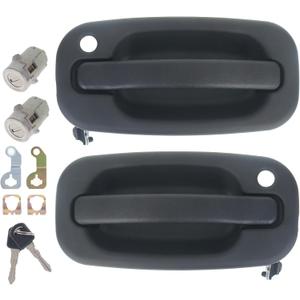 Exterior Door Handles with Locks Front for Chevy Silverado GMC Sierra Suburban Avalanche 1500 2500 3500 Classic 1999-2006 15034985, 15034986, 15298924 (Front Left & Right with Locks)