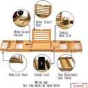 XcE Bamboo Bathtub Caddy Tray - Expandable to 41 Inches with Book Stand, Soap Holder & Anti-Slip Pads for Luxury Bath Spa, Natural
