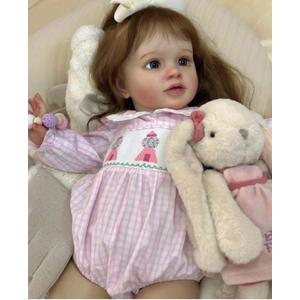 iCradle Reborn Baby Dolls 26inch Soft Silicone Vinyl Newborn Toddler Baby Doll Handrooted Brown Hair Babies Toy Gifts for Kids Age 3+
