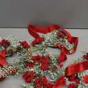 Dingion 6 Pcs 6" Christmas Mini Cabinet Wreaths Norfolk for Kitchen with Ribbon Bows Red Berry Norfolk Pine Small Window Wreath Hanging Ornament for Window Door Farmhouse Christmas Party Decorations