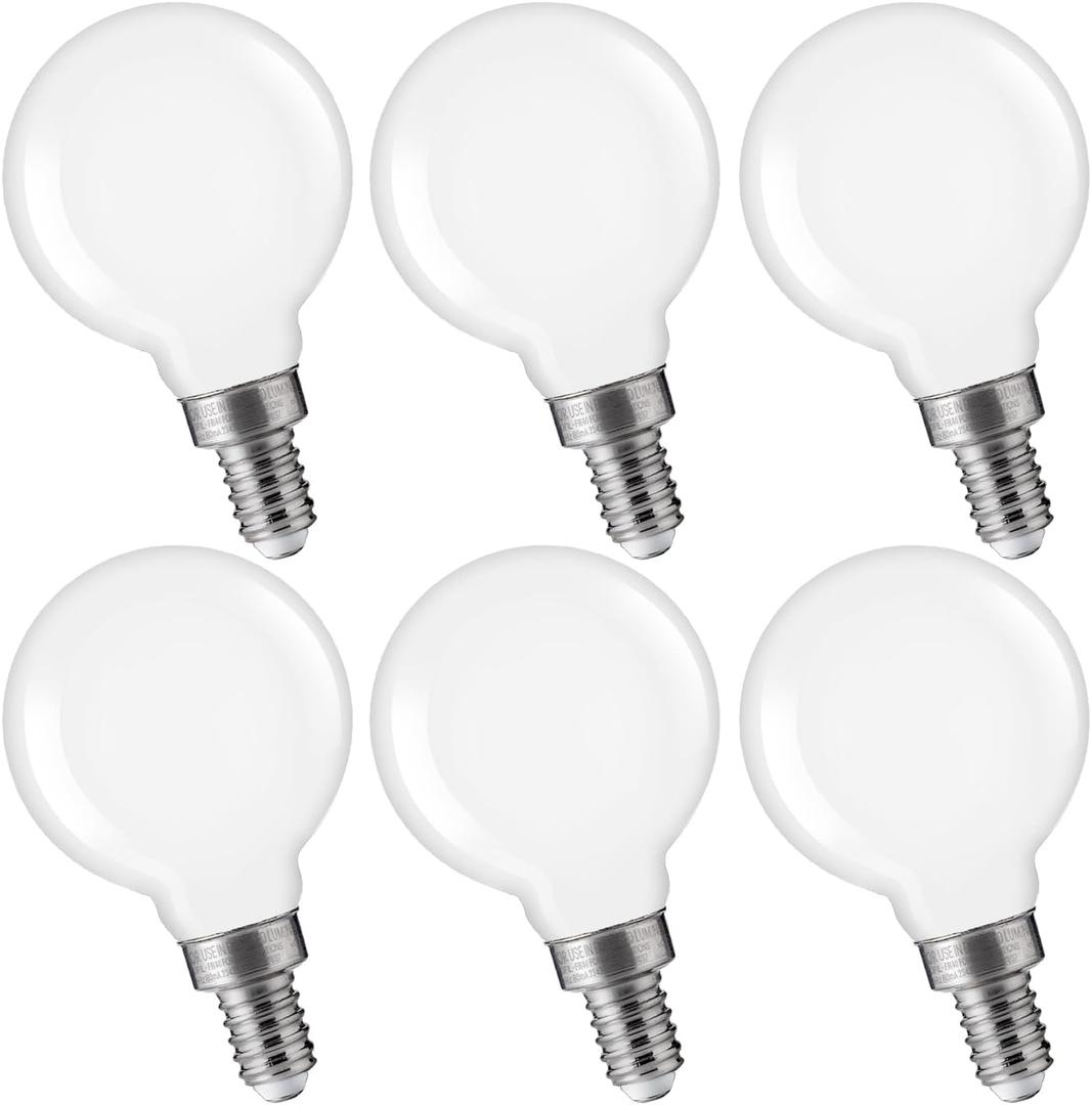 FLSNT Dimmable LED Candelabra Bulbs 60W Equivalent, G16 1/2 LED E12 Chandelier Light Bulbs for Bedroom, Bathroom, 550LM, CRI90, 5.5W, AC 120V, 6 Pack, 4000K Cool White