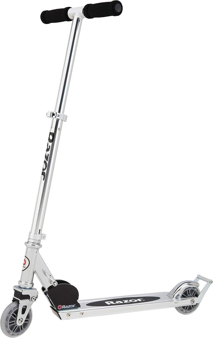 Razor A2 Kick Scooter for Kids Ages 5+ Wheelie Bar, Foldable, Lightweight, Aluminum Frame, Front Vibration Reducing System, Adjustable Height Handlebars