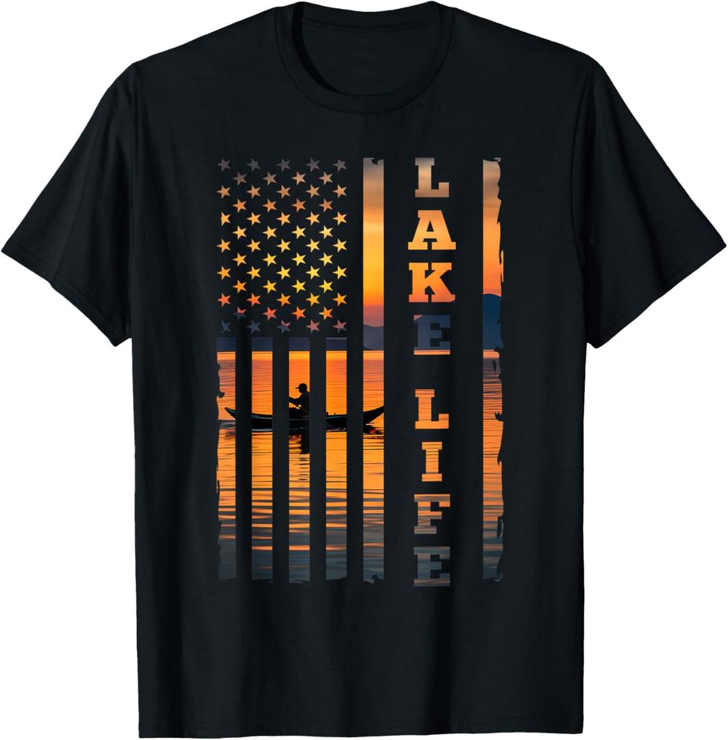 Vintage Lake Life T-Shirt (Small, Black)
