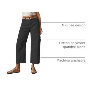 Flamingals Women’s Mid Waist Wide Straight Leg Jeans Casual Fashion Trendy Denim Crop Denim Pants Without Belt Black S