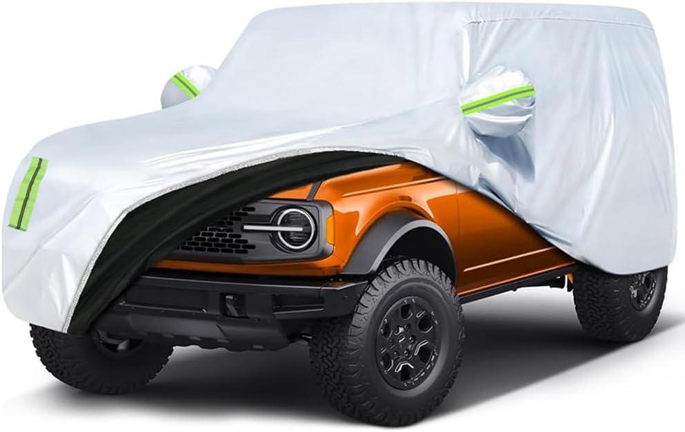 Blueshyhall Car Cover Waterproof All Weather, Full Exterior Cover Outdoor Windproof Snow Sun UV Protection, Universal Fit for F-ord B-Ronco 2 Door