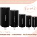 Fivenl 5 Pcs Metal Pleated Cylinder Pedestal Stands for Party, Heavy Duty Black Round Cake Pedestal Stand Flower Plant Display Plinth Pillars for Wedding Birthday Event Decor (Black)