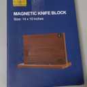 HOSHANHO Magnetic Knife Block 14 x 10 Inches, Double Sided Magnetic Knife Holder Rack for Kitchen Counter, Acacia Wood Magnetic Knife Storage Stand with Knife Sharpener