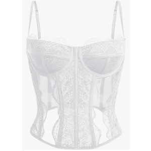 Dealmore Corset Tops For Women Going Out Lace Mesh Date Night Fall Fashion Outfits Clothes Crop Cute Party Strap Tank, XS