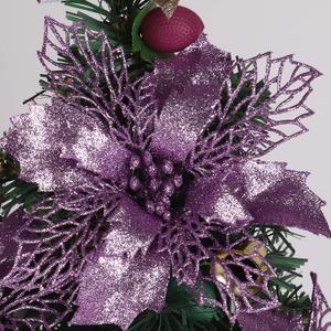 RECUTMS 10 Packs Christmas Glitter Poinsettia Flowers Artificial Christmas Flowers Decorations Wedding Xmas Tree New Year Ornaments Xmas Garland Wreath DIY Decorations Supplies(Light Purple)