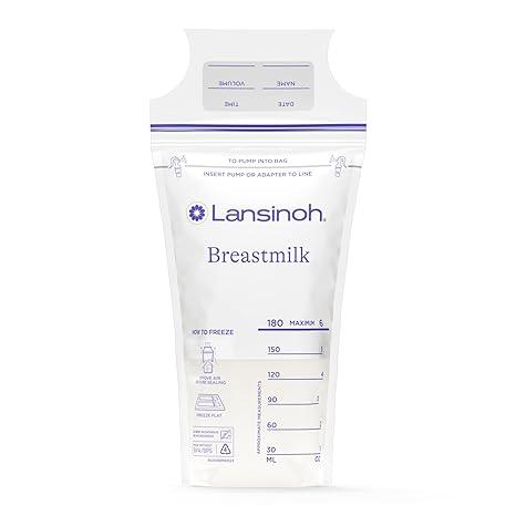 Lansinoh Breastmilk Storage Bags, 200 Count Value Pack, Baby Essentials, Fast Freeze & Thaw Breast Milk Bags for Baby Bottle Feeding, Superior Strength & Stretch, 6 Ounce