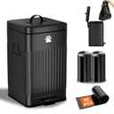 Dog Poop Trash Can Outside, 12L/3.1Gal Metal Dog Waste Trash Can with Lid, Foot Pedal, Waste Container with 40 Bags, Pet Poop Bucket with Lid Soft Close for Pet, Rectangular Black