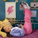 NQDWX Lightning Bolt Wood Poster Hanger - Pink Wall Decor for Teen Girl Room, 12x17 Inch Rustic Wood Frame Art, Edgy Nursery Sign, Unique Gift for Daughters & Best Friends. (166)