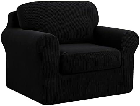 SUBRTEX 3 Pieces Stretch Sofa Slipcover Sets Couch Cover Sets Backrest Cushion Covers Furniture Protector Collection Set for Oversize Sofa Loveseat Chair Slip Covers(Small, Black)