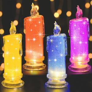 4PCS Mix Color LED flameless Candles (D:2.5" x H:7"),LED Clearance Pillar Candles, Battery Included, Velas artificiales para decoracion for Valentine Wedding Birthday Bedroom Decorations