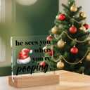 2 x He Sees You When You're Pooping Sign, Funny Christmas Bathroom Decor, Friends Coworkers Gifts for Christmas, Home Bathroom Decorations 4 x 4 Inches