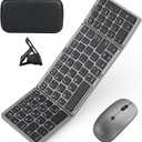 Foldable Keyboard and Mouse for Laptop, Travel Bluetooth Folding Keyboard Mouse with Portable Case, Rechargeable Keyboard for Business, 2.4G Wireless & Bluetooth, for iPad Tablets Laptop iOS Android (Space Grey)