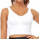 OUYISHANG Strappy Yoga Workout Sports Bras for Women Criss Cross Back Medium Support Running Bra with Removable Cups