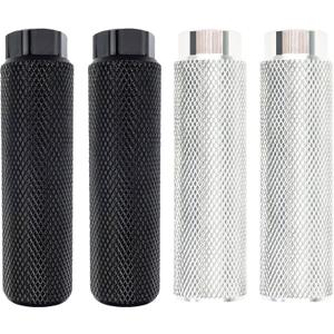Zelerdo 2 Pairs Aluminum Alloy Bike Pegs for Mountain Bike Cycling Rear Stunt Pegs Fit 3/ 8 inch Axles (Pure Black and Silver, 100x28 mm)