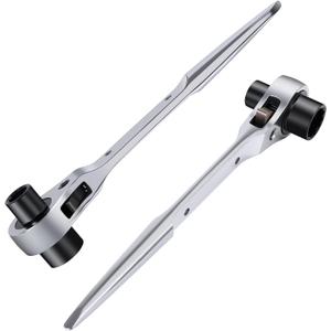 Dual Size Chainsaw Wrench 13mm & 19mm T-Bar Design - Cold Forged Chrome Vanadium Steel with Dual-Taper Groove Cleaner Tip - Universal for Bar Nuts, Sprockets & Chain Maintenance, 2 piece