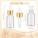 Didaey 100 Pcs Mini Glass Oil Dropper Bottle Bulk, Clear Essential Small Empty Bottles Sample Containers Perfume Liquid Vials with Cap for Traveling (15 ml,Gold)