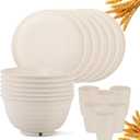 Klickpick Home 18 Pieces wheatstraw Dinnerware Set with 6 Each of Dinner Plates Cereal Salad Bowls Cups Unbreakable Modern Dinner Set for Microwave Dishwasher Safe Reusable Beige