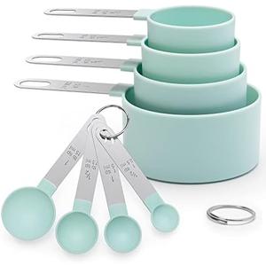 Measuring Cups and Spoons Set of 8 Pieces, nesting measuring cups for Measuring Dry or Liquid Ingredients, Stainless Steel Handle, Kitchen Gadgets for Cooking & Baking