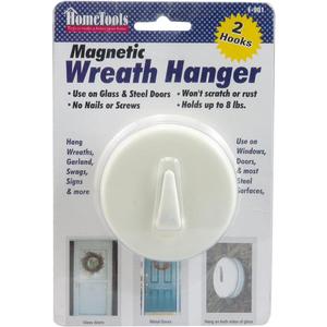 HomeTools Heavy Duty Magnetic Wreath Hangers for Indoor and Outdoor - Metal and Glass Doors - 2.5" Diameter - Each Hook Holds up to 8 lbs - 2 Hooks Included
